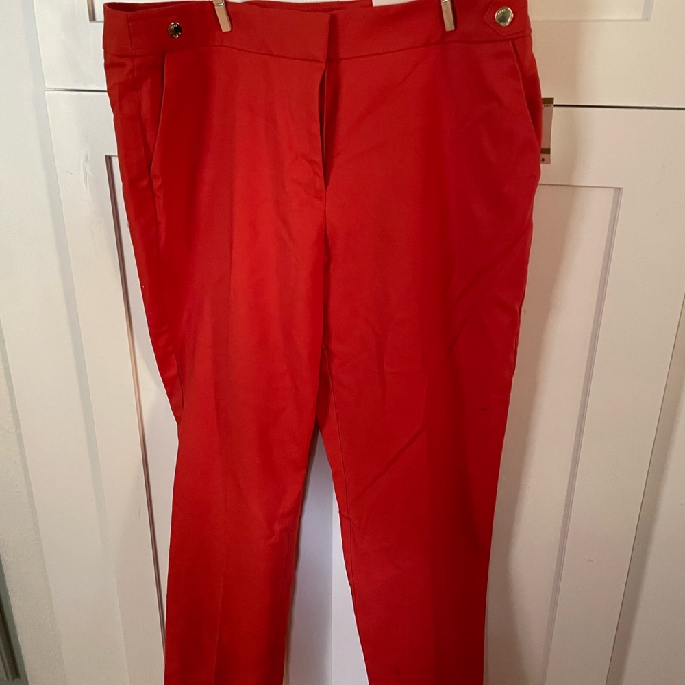 Anne Klein Red Straight-Leg Trousers